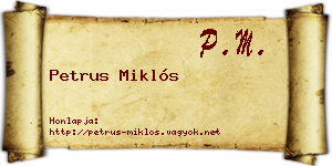 Petrus Miklós névjegykártya