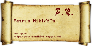 Petrus Miklós névjegykártya